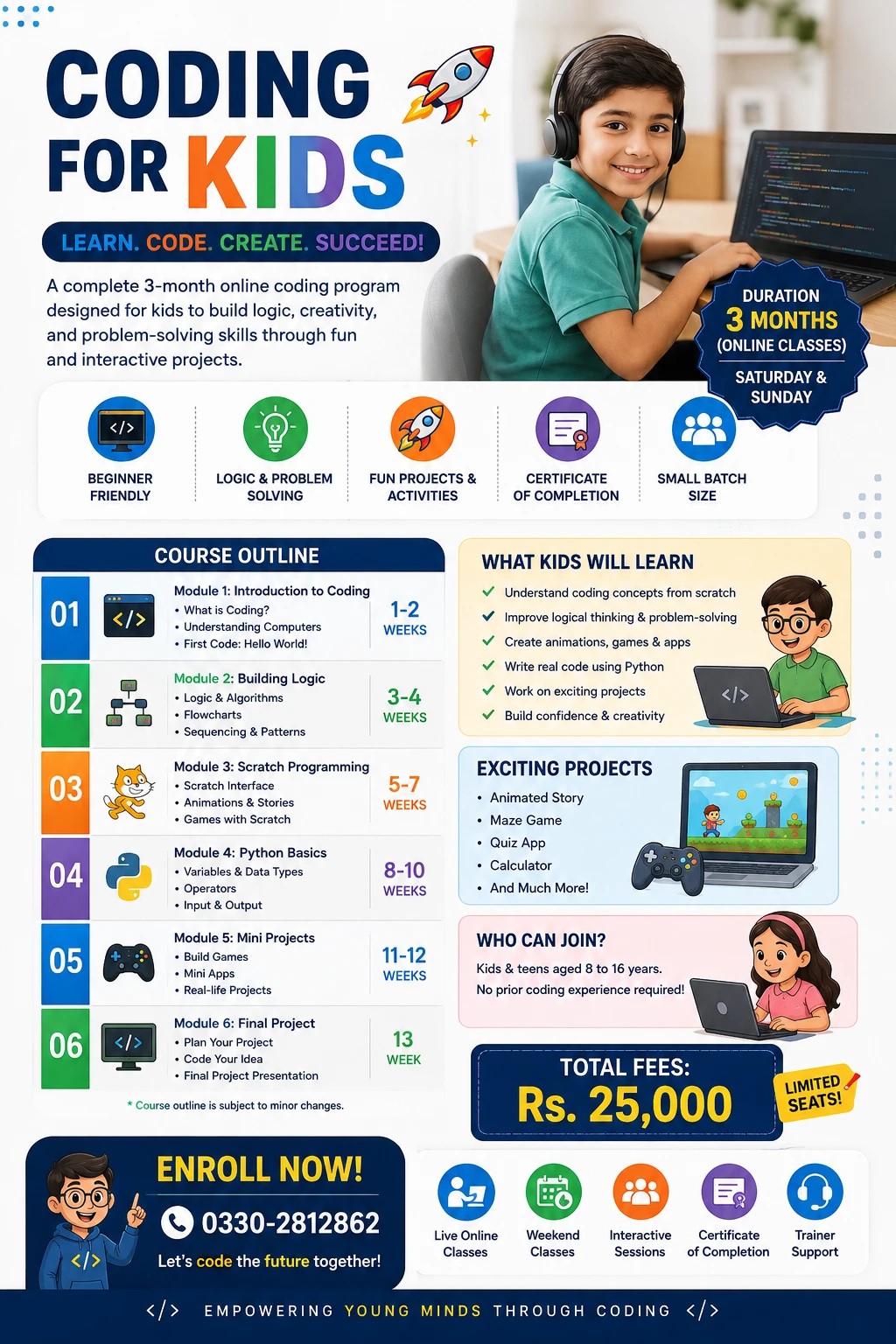 Student learning to code online